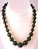 BN43 dk olive bakelite graduated bead necklace